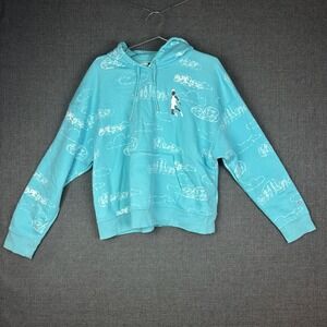 Jordan Hoodie‎ Medium Turquoise Blue Cloud Print Loose Fit